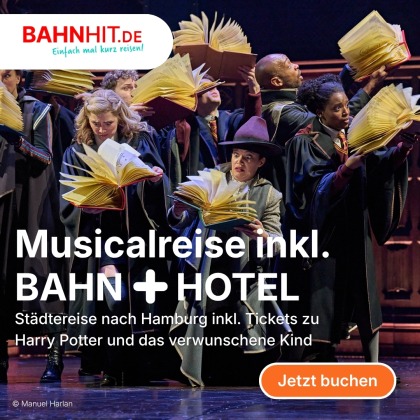 Harry Potter Hamburg mit Bahn und Hotel bei Bahnhit