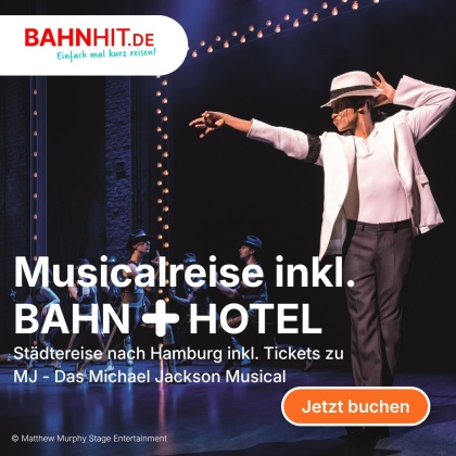 Musicalreise Michael Jackson mit Bahn und Hotel bei Bahnhit