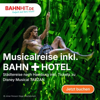 Musicalreise Tarzan mit Bahn und Hotel bei Bahnhit