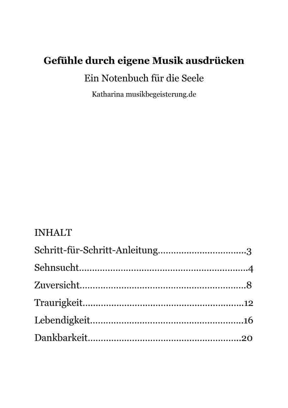 Inhaltsverzeichnis Notenbuch: Gefühle durch eigene Musik ausdrücken