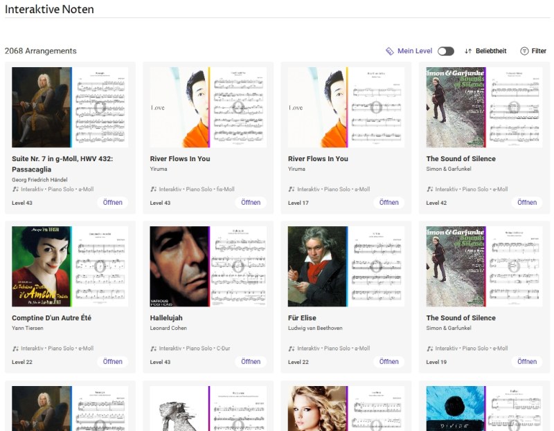 OKTAV interaktive Noten für Klavier