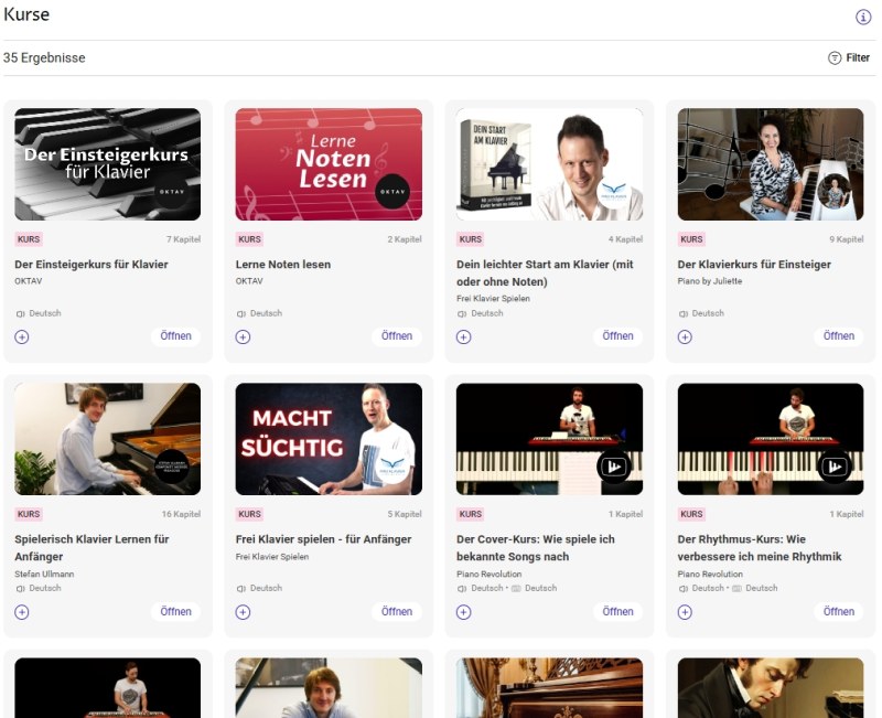 Online Klavier lernen mit Videotutorials bei OKTAV